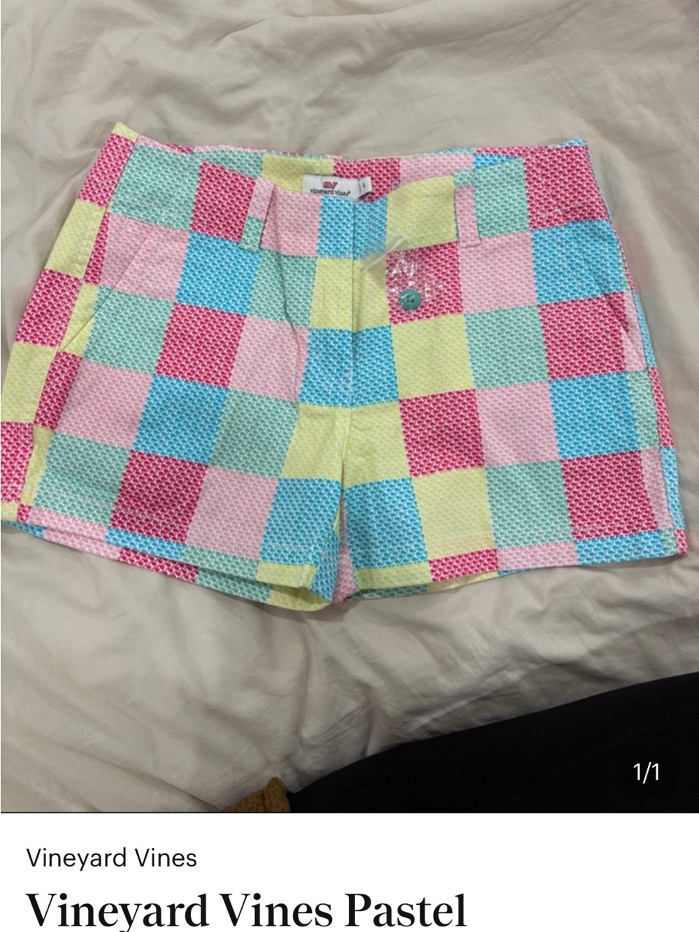 Vineyard Vines Pastel Checkerboard Cotton Blend Shorts